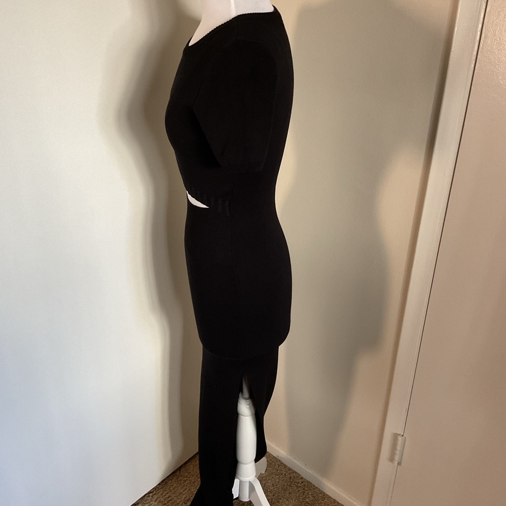 Hera Collection Black Cutout Bodycon Maxi Dress Medium M Side Slit Sexy - Picture 5 of 7